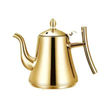 Elegant 50oz Stainless Steel Teapot with Gold Finish and Removable Infuser, Ideal for Tea, Coffee, and Oil - Dishwasher Safe