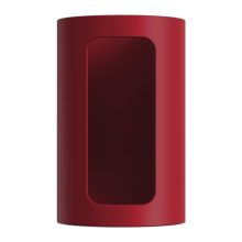 Red silicone sleeve designed for AeroPress coffee makers, featuring heat-resistant ergonomic grip and large viewing windows for easy brewing