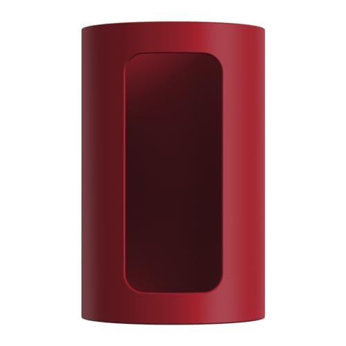 Red silicone sleeve designed for AeroPress coffee makers, featuring heat-resistant ergonomic grip and large viewing windows for easy brewing