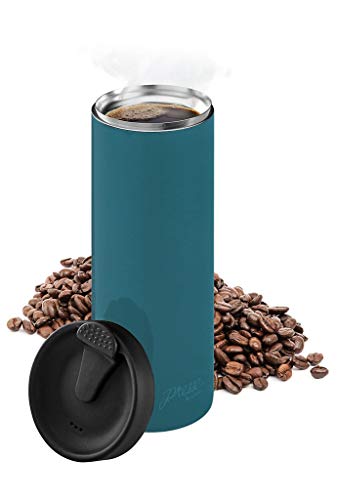 bobble French Press Coffee Maker - 14 oz Portable Brewer with Triple-Wall Insulation for On-the-Go Use, Peacock Color