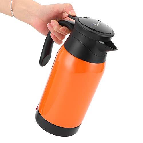 Portable 12V car coffee maker and heating kettle with intelligent temperature display, designed for truckers and travelers, providing hot water on the go.