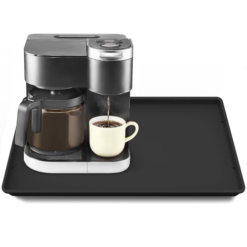 Tohonfoo Silicone Coffee Maker Mat with Lip, 19.7'' x 15'', heavy-duty and waterproof, with a non-slip surface designed to protect countertops from spills and stains