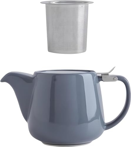 Premium Grey Porcelain Teapot with Stainless Steel Infuser and 550ml Capacity, Ideal for Elegant Tea Brewing and Serving