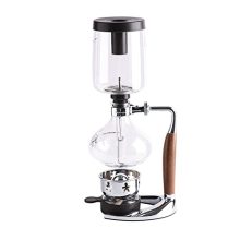 Cafetera Syphon Coffee Maker – Elegant retro glass pot with walnut handle, manual vacuum brewing, heat-resistant borosilicate glass, 3-5 cup capacity, compatible with various heat sources