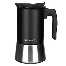 Navaris Stainless Steel Moka Coffee Pot – A sleek 10 oz stovetop espresso maker with ergonomic handle, suitable for induction