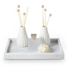 QiYueZaiYe 12x8 Natural Marble Tray - Elegant Home Decor and Vanity Organizer with Unique Veining