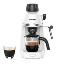 White Espresso Coffee Machine with 3.5 Bar Pressure, Milk Frother, and Carafe – Compact and Easy to Use