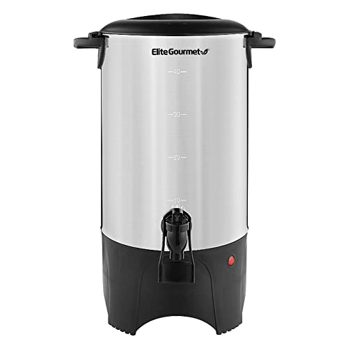 Elite Gourmet 40-Cup Stainless Steel Coffee Urn - Fast Brew Electric Coffee Maker with 2-Way Dispenser