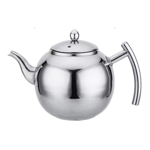 Sleek stainless steel teapot with a removable infuser, featuring an ergonomic handle and polished finish, ideal for serving tea, coffee, and other beverages at home, in restaurants, or outdoors.