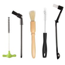 CAFEMASY 5-Piece Coffee Cleaning Brush Set with Natural Bristles and Wooden Handles for Espresso Machines and Coffee Grinders"