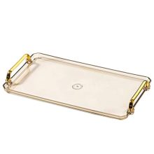 Waltsun Amber Acrylic Serving Tray with Handles, Spill-Proof Design – Ideal for Stylish and Practical Serving"