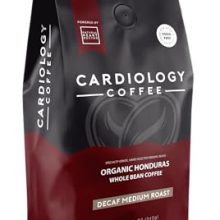 Cardiology Coffee Heart Healthy Decaf Medium Roast Whole Bean Coffee – USDA Organic, Non-GMO, Swiss Water Processed, 12 Ounce