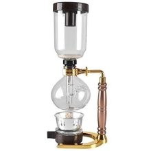 Style Siphon Coffee Maker – 3-Cup vacuum glass coffee pot with elegant gold filter for a refined coffee brewing experience