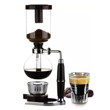 Glass Siphon Coffee Maker with Stainless Steel Base, Featuring Anti-Scalding Handle and High-Temperature Resistant Glass