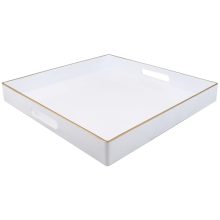 Spsyrine 13" Decorative Tray with Marble Pattern and Gold Rim – Perfect for Coffee Tables, Ottomans, and Bathroom Decor – Elegant and Functional Home Accessory.