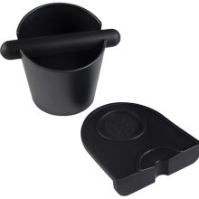 IAOSEN Espresso Knock Box and Silicone Tamper Mat Set - 5-inch Knock Box with Removable Bar and Anti-Slip Tamper Mat for Espresso Machine Accessories