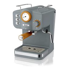 Swan Nordic Espresso Maker with 15-bar pressure, milk frother, 1.2L water tank, and stylish slate grey finish, perfect for making lattes and cappuccinos at home.