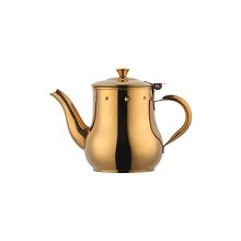 Color ME! 17oz Stainless Steel Gooseneck Teapot in Gold, featuring a drip-proof spout, removable filter, and elegant design, perfect for tea, coffee, and olive oil.