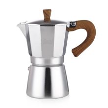 Bincoo Stovetop Espresso Maker, sleek silver 6-cup moka pot for rich Italian coffee, suitable for gas, electric, and ceramic stovetops