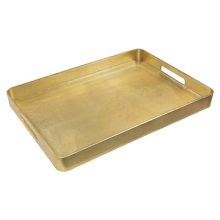 MAONAME Gold Decorative Tray with a luxurious gold leaf finish, featuring built-in handles and a rectangular design