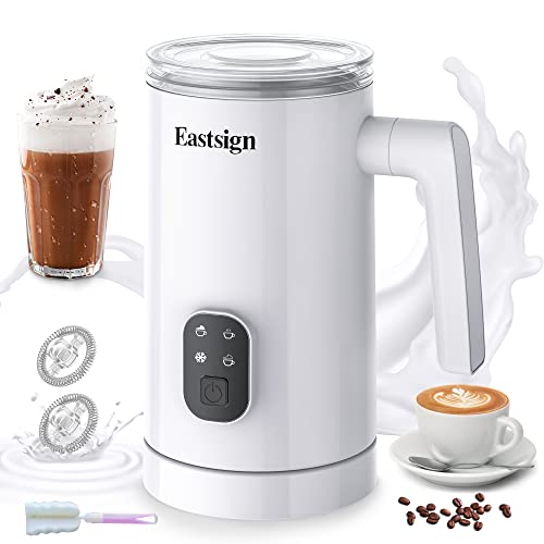 Eastsign 4-in-1 Electric Milk Frother – Creates Hot & Cold Foam, Warms Milk, Ideal for Lattes, Cappuccinos, and Hot Chocolate, with Auto-Shutoff and Easy Cleaning