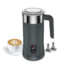 Ovetedot 4-in-1 Gray Electric Milk Frother and Steamer - Compact and Stylish Foam Maker for Lattes, Cappuccinos, and Hot Chocolate