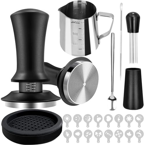 Yeelan 22-Piece Coffee Tamper Set – Complete Espresso Accessories with Tamper, WDT Tool, Frothing Pitcher, Latte Art Pen, and More