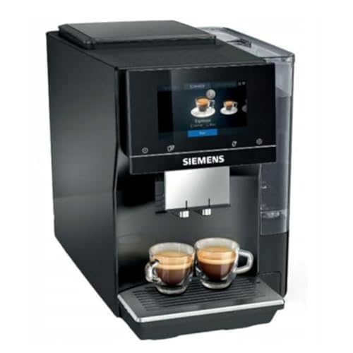 Siemens AG Superautomatic Coffee Maker in Black, Brewing Two Cups with 19-Bar Pressure and 2.4L Water Tank