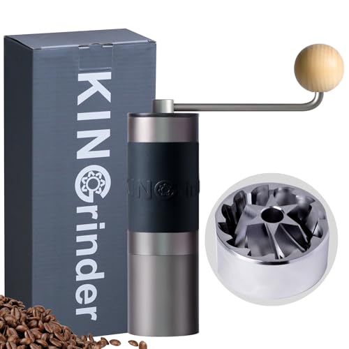 Kingrinder K1 Manual Coffee Grinder with stainless steel burrs, perfect for precise coffee grinding at home or on the go