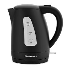 Elite Gourmet 1.7L Electric Tea Kettle - Fast Boiling BPA-Free Water Heater with Auto Shut-Off, Black and Modern Design for Home or Office