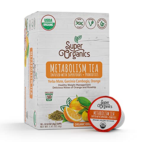 Super Organics Metabolism Oolong Tea Pods – USDA Organic, Vegan, and Keurig Compatible, 10ct Pack with Probiotics and Superfoods