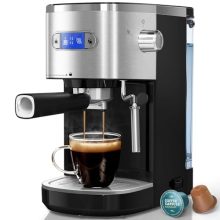 Xbeauty 20 Bar Espresso Machine with Milk Frother and LCD Display - Black