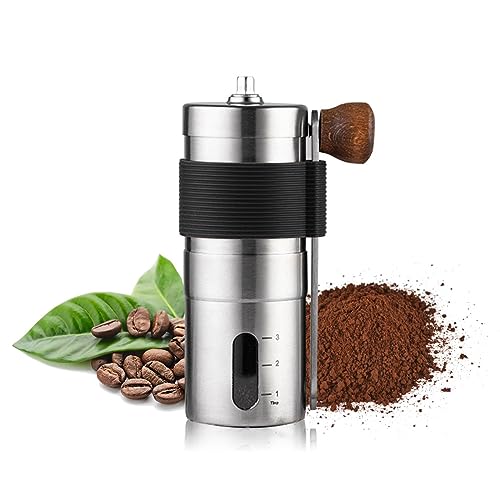 Shiawase Manual Coffee Grinder with Stainless Steel Hand Crank and Ceramic Burr, Adjustable Grind Settings, Portable Design for Home and Travel