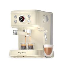 Empstorm Espresso Machine: Compact 20 bar espresso maker with milk frother wand, perfect for rich espressos, lattes, and cappuccinos in a sleek design