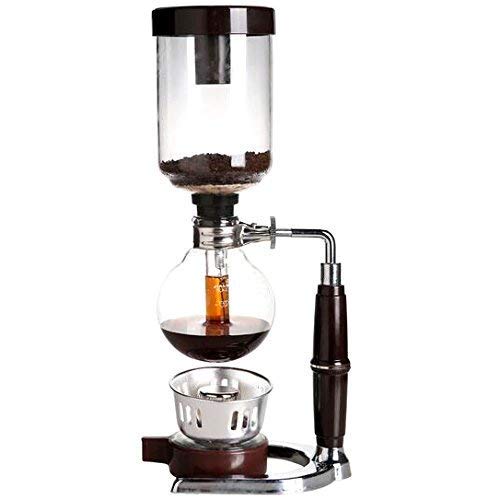 Homend 5-Cup Siphon Coffee Maker with elegant glass design, alcohol burner, and included coffee brewing accessories for a premium coffee experience. 