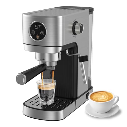 VEGETA Stainless Steel Espresso Machine with 20-Bar Pressure and Built-in Milk Frother for Cappuccinos and Lattes