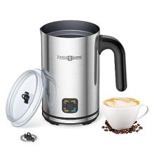 PARIS RHÔNE 4-in-1 Electric Milk Frother with 300ml Capacity - Ideal for Hot and Cold Foam for Lattes, Cappuccinos, and Macchiatos, Silver Finish