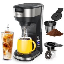 Famiworths Hot and Iced Coffee Maker – Single-Serve Brewer with Multiple Cup Sizes and Instant Heat Up Technology