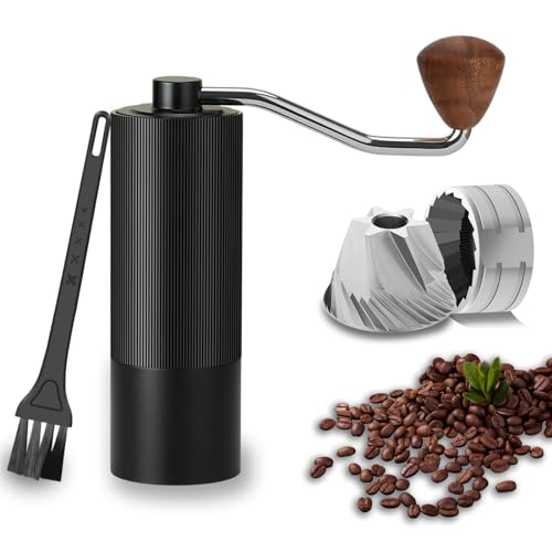 Mongdio Stainless Steel Manual Coffee Grinder with Adjustable Burr, Compact and Portable Design, Ideal for Espresso, Drip Coffee, and French Press