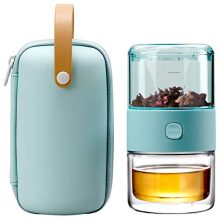 ZENS 3-in-1 Travel Tea Infuser – Smart One Touch Tea Maker with Insulated Cup for Loose Leaf Tea Brewing, Includes Lid and Coaster