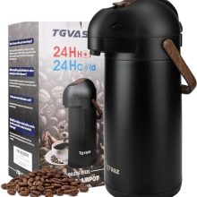 Stainless Steel 3L Airpot Coffee Dispenser with Pump, Keeps Drinks Hot for 12 Hours and Cold for 24 Hours