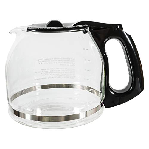 12-Cup Glass Coffeemaker Carafe Replacement for Mr. Coffee and Oster models with anti-drip spout, dishwasher safe for easy cleaning.