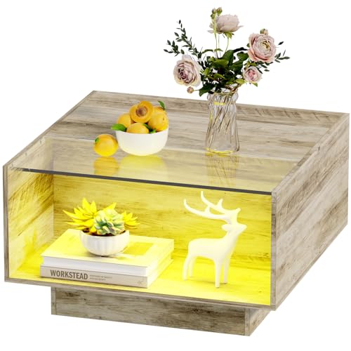 Modern LED coffee table with a 5mm tempered glass top and two storage drawers, featuring customizable 16-color LED lights. Perfect for adding a stylish and functional touch to any living room or game room