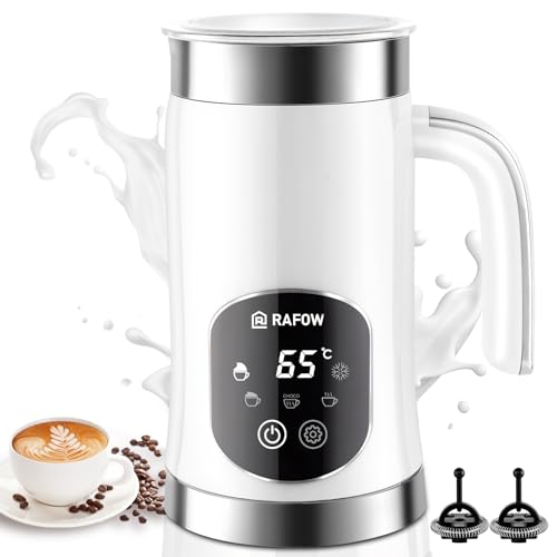 Rafow 5-in-1 Milk Frother and Steamer with LED Touch Display, perfect for creating lattes, cappuccinos, and hot chocolate at home