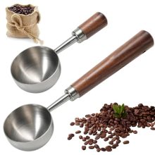 Vintage Stainless Steel Coffee Scoop with Long Wooden Handle - Ideal for Measuring Coffee, Tea, and Spices, Perfect for Deep Containers