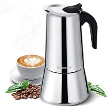 Godmorn Stovetop Espresso Maker – 12-Cup Moka Pot in stainless steel, suitable for induction and gas stoves