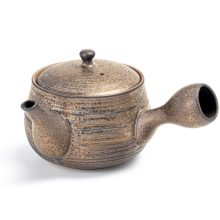 Japanese Ceramic Teapot with Removable Infuser – 21 Oz Capacity, Bronze Glaze, Ideal for Loose Leaf and Tea Bags