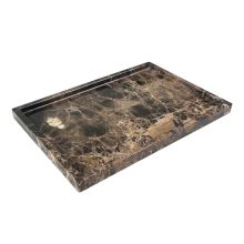 GHYFGD 12x8 Genuine Brown Marble Tray – Elegant Natural Stone Storage Tray for Vanity, Bathroom, and Dresser