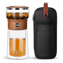ZENS Smart One-Touch Tea Maker - Compact Glass Teapot with 316 Stainless Steel Strainer and Insulated Cup for Loose Tea Brewing, Ideal for Home and Office Use