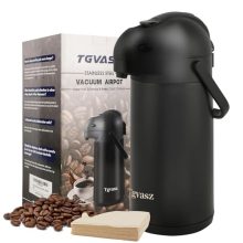 Stainless Steel Thermal Coffee Carafe with Lever-Action Pump - 3-Liter Beverage Dispenser for Hot and Cold Drinks